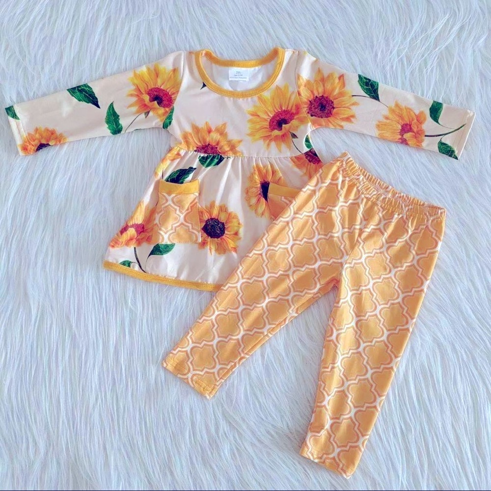 Sunflower 🌻 cute long sleeve top and pants set